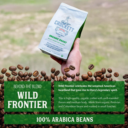 Crockett Whole Bean Coffee – USDA Organic Medium Roast Whole Coffee Beans with Smooth Flavor, Bold Aroma & Clean Finish – Healthy for Focused Energy, All-Day Drive & Guilt-Free Brewing