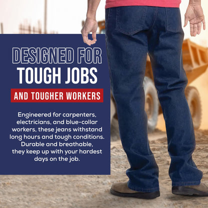 All American Clothing Men's Original Gusseted Jeans – Premium 15 oz. Denim, Made in USA, Comfortable Relaxed Fit, Durable Workwear – Reliable, Sturdy, Lifetime Jeans