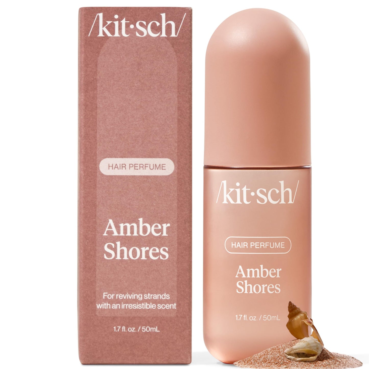 Kitsch Amber Shores Hair Perfume for Women - Hair Spray & Body Mist - Clean, Deodorizing & Patented Odor-Eliminating Technology - Freshen Hair, Body & Pillows - Woody Aquatic Scent - 50ml