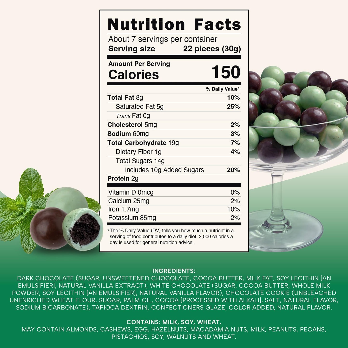 Snackathon Crisp Choco Mint Cookie Bites, 7.5 oz Resealable Snack Pack, Mint White and Dark Chocolate Covered Cookie Bite, Grocery Cookies for Parties, Snack Bag & Sharing, Made in USA