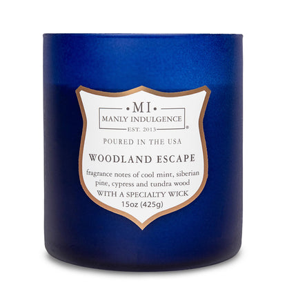 Manly Indulgence Woodland Escape Scented Candles for Men, 15 oz Wooden Wick, Fathers Day Candle, 60H Burn, Candles for Home Scented - Made in The USA