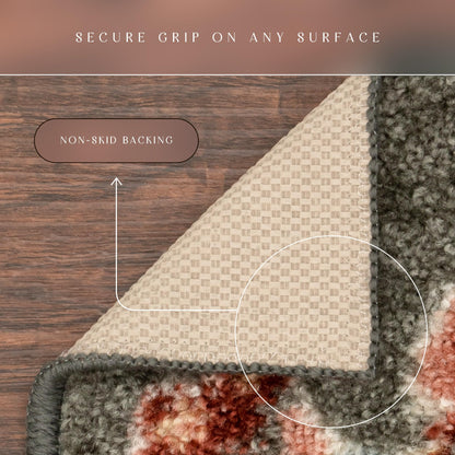 Maples Rugs Gardena Floral Area Rugs – Made in USA – Low Pile, Non Slip Pet–Friendly Mat for Bedroom, Office, Living & Dining Room, 5' x 7', Gray