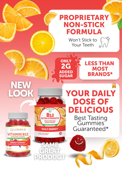 Lunakai Vitamin B12 and Elderberry Gummies Bundle - 3000 mcg Gummy for Adults Energy Support and Bone Health - Immune Support Supplement with Zinc and Vitamin C