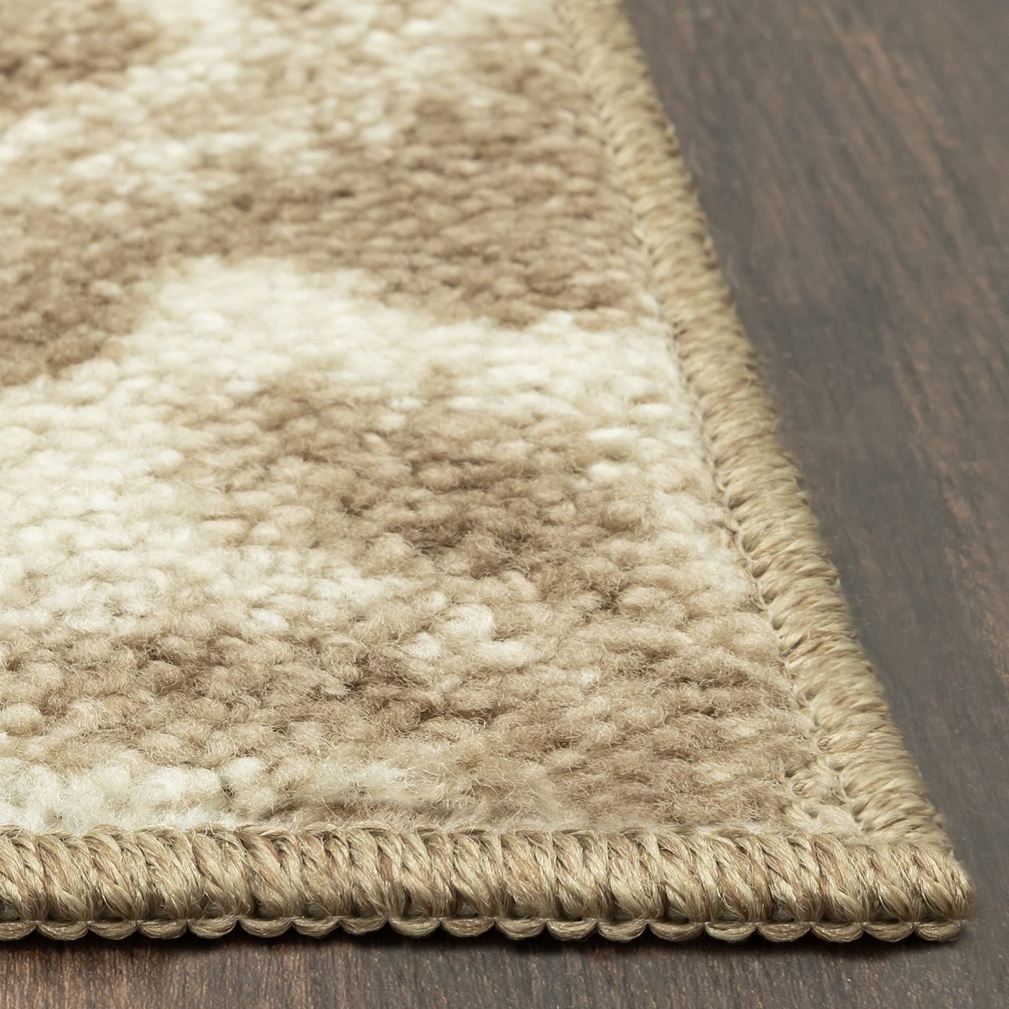 Maples Rugs Vivian Medallion Area Rugs - Made in USA - Washable, Non Slip, Pet-Friendly Mat for Bedroom, Office, and Entryway, 3'4 x 5'', Neutral