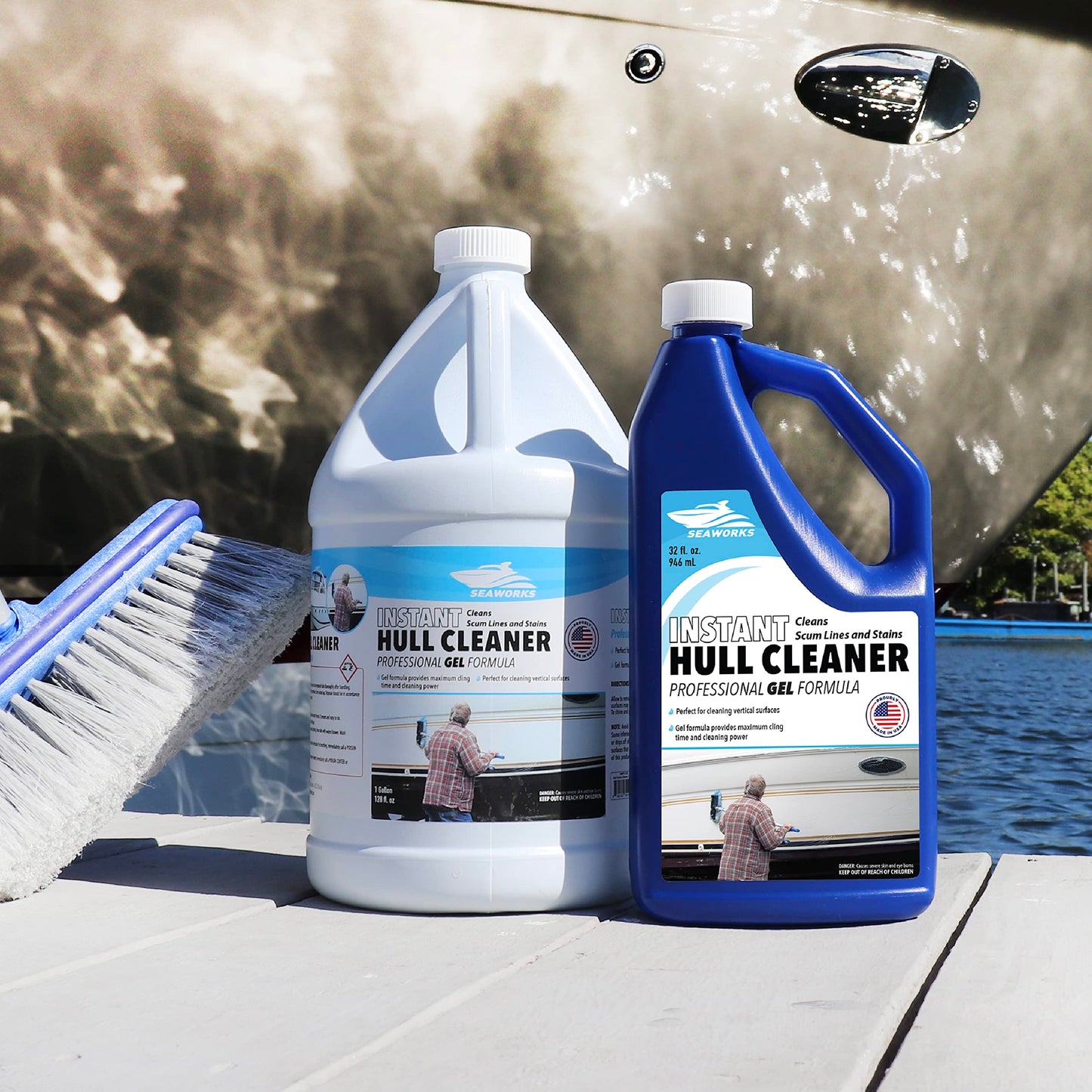 Seaworks Instant Boat Hull Stain Remover, Gel Cleaner - Remove Stains, Quart