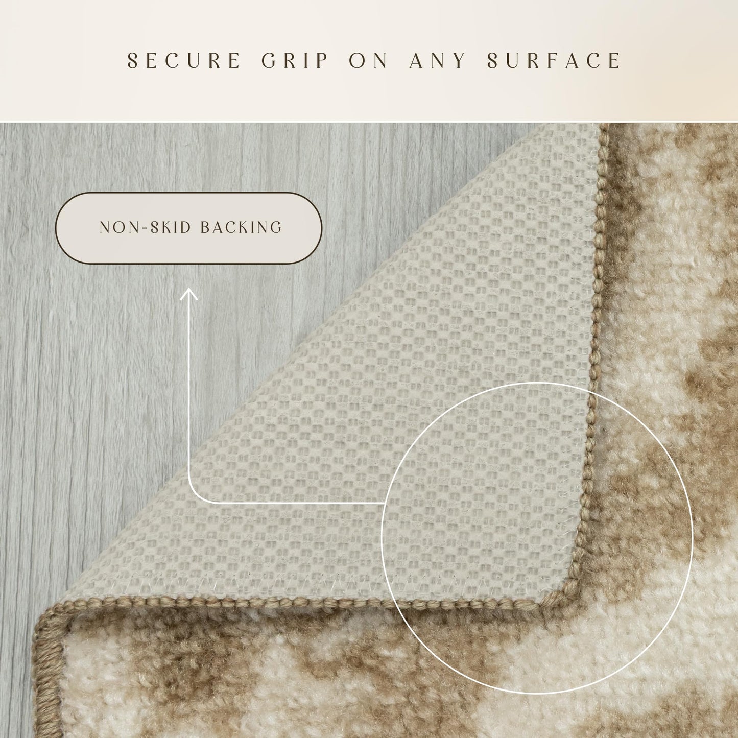 Maples Rugs Vivian Medallion Runner Rug - Made in USA - Washable, Non Slip, Indoor Carpet for Hallway, Kitchen, and Laundry Room, 1'8 x 5'', Beige