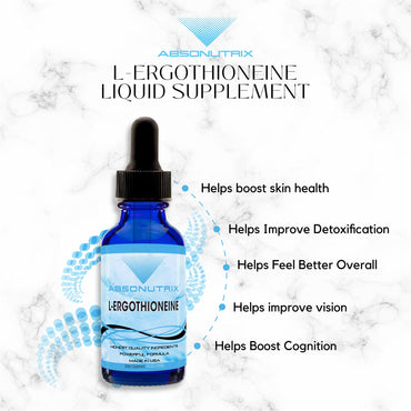 Absonutrix L-Ergothioneine Liquid Supplement 590 mg, 200 Servings, Made in USA, Quick Absorption, Quality Potent Ingredients, Non-GMO, GMP Certified Facility, Cruelty-Free Products
