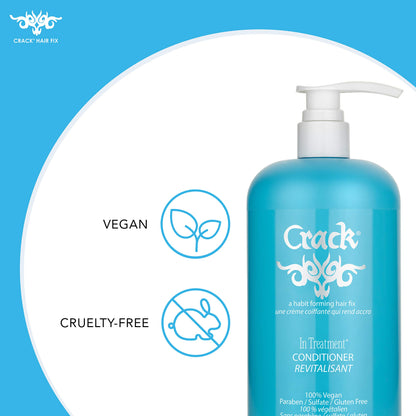 Crack HAIR FIX Conditioner with Pump Bottle | Intense Hydration & Frizz Control | Strengthens, Detangles & Restores Shine | Sulfate-Free, Vegan, Cruelty-Free & Made in USA | 33.8 Oz