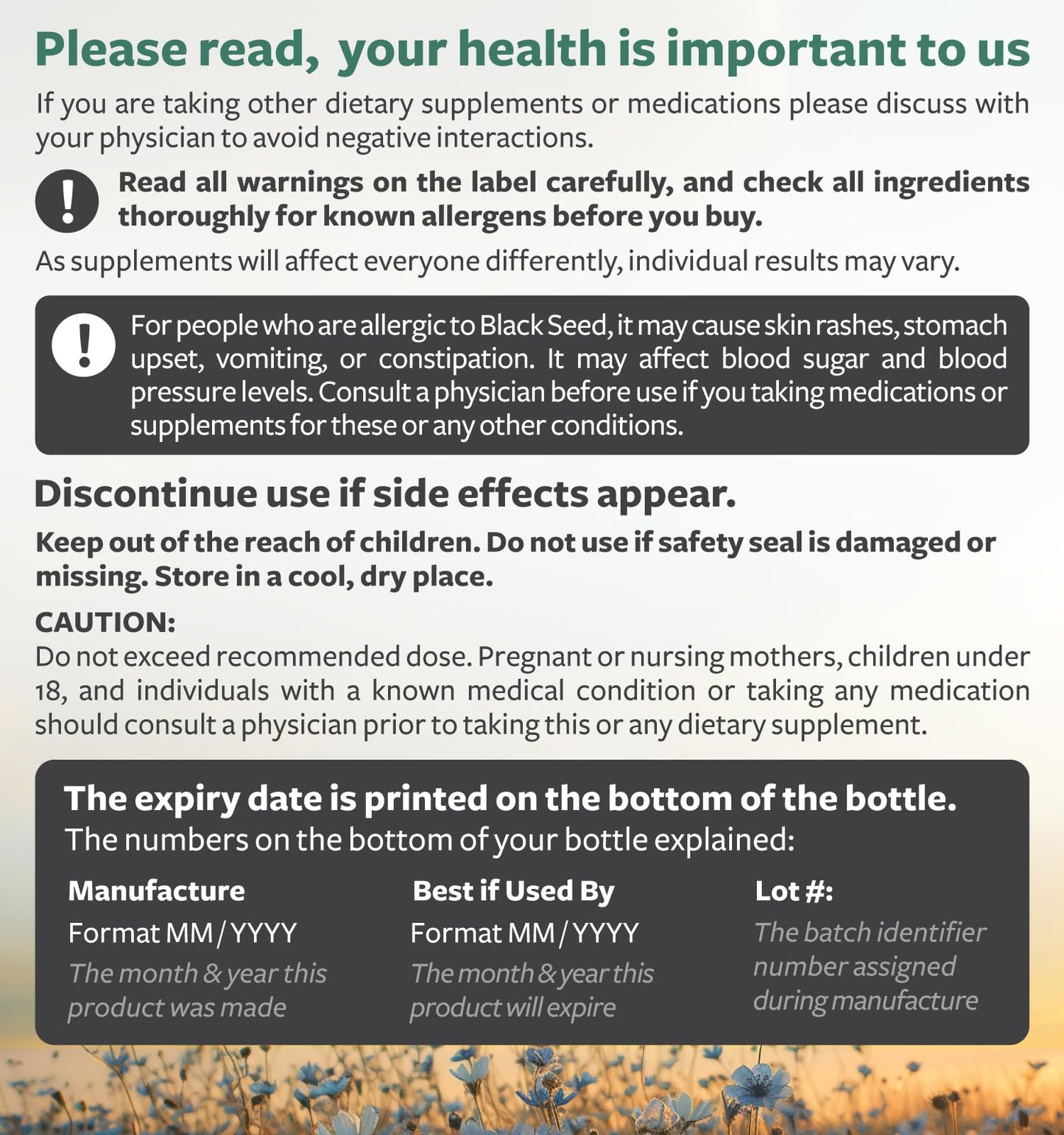 Black Seed Oil - 120 Softgel Capsules Skin Health (Non-GMO & Vegan) Cold-Pressed Nigella Sativa Producing Pure Black Cumin Seed Oil with Vitamin E - 500mg Each, 1000mg Per 2 Capsule Serving