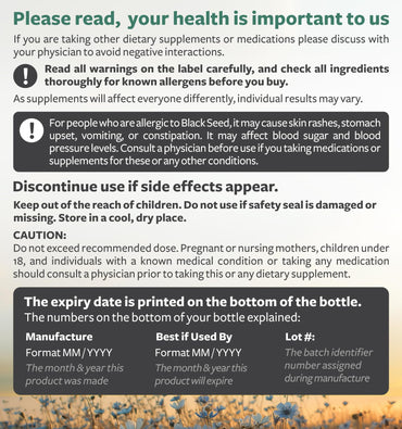 Black Seed Oil - 120 Softgel Capsules Skin Health (Non-GMO & Vegan) Cold-Pressed Nigella Sativa Producing Pure Black Cumin Seed Oil with Vitamin E - 500mg Each, 1000mg Per 2 Capsule Serving