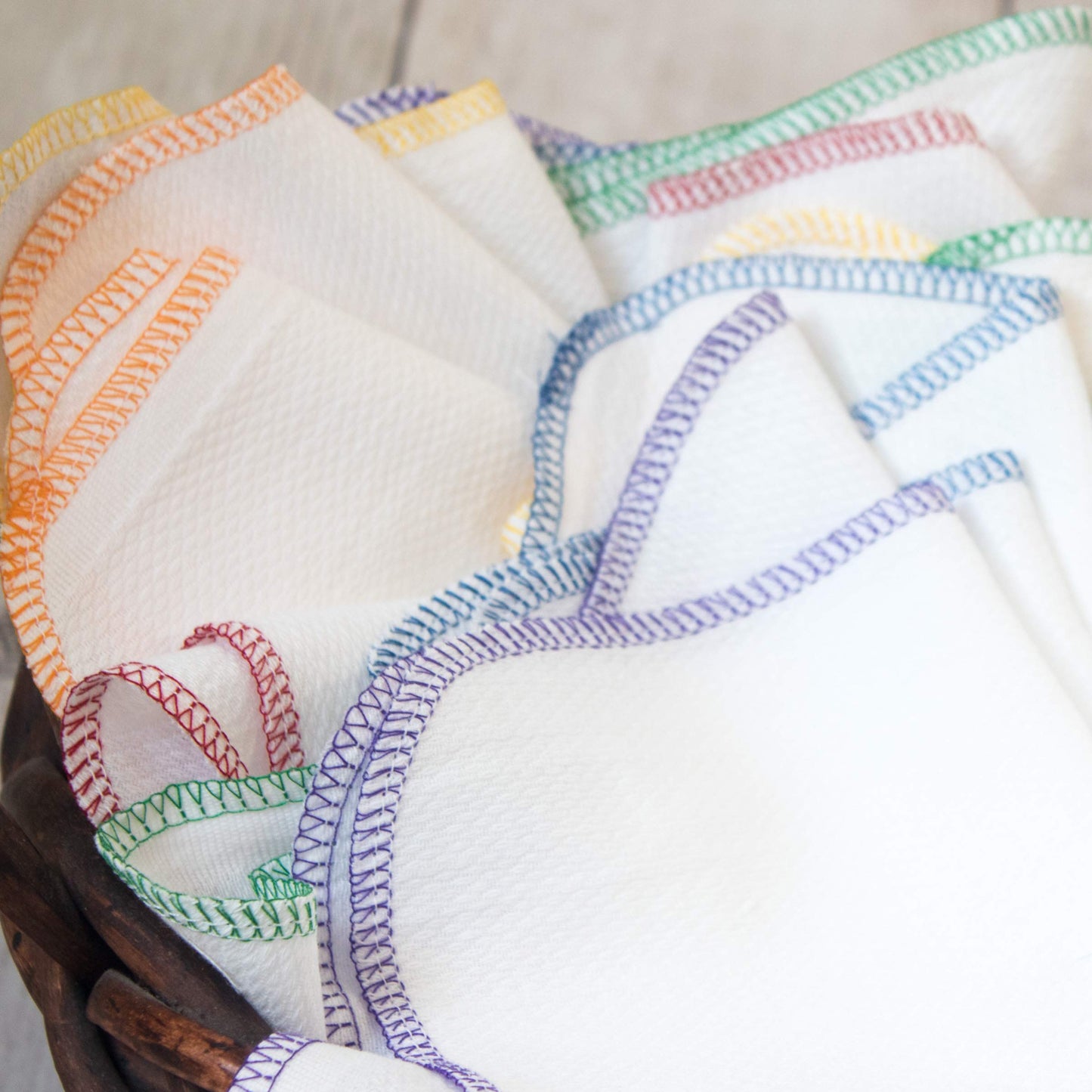Rainbow Colored Paperless Towels - One Dozen Eco Friendly Birdseye Cotton Sustainable Reusable Paper Towels, zero waste kitchen products Made in the USA (Bright White)