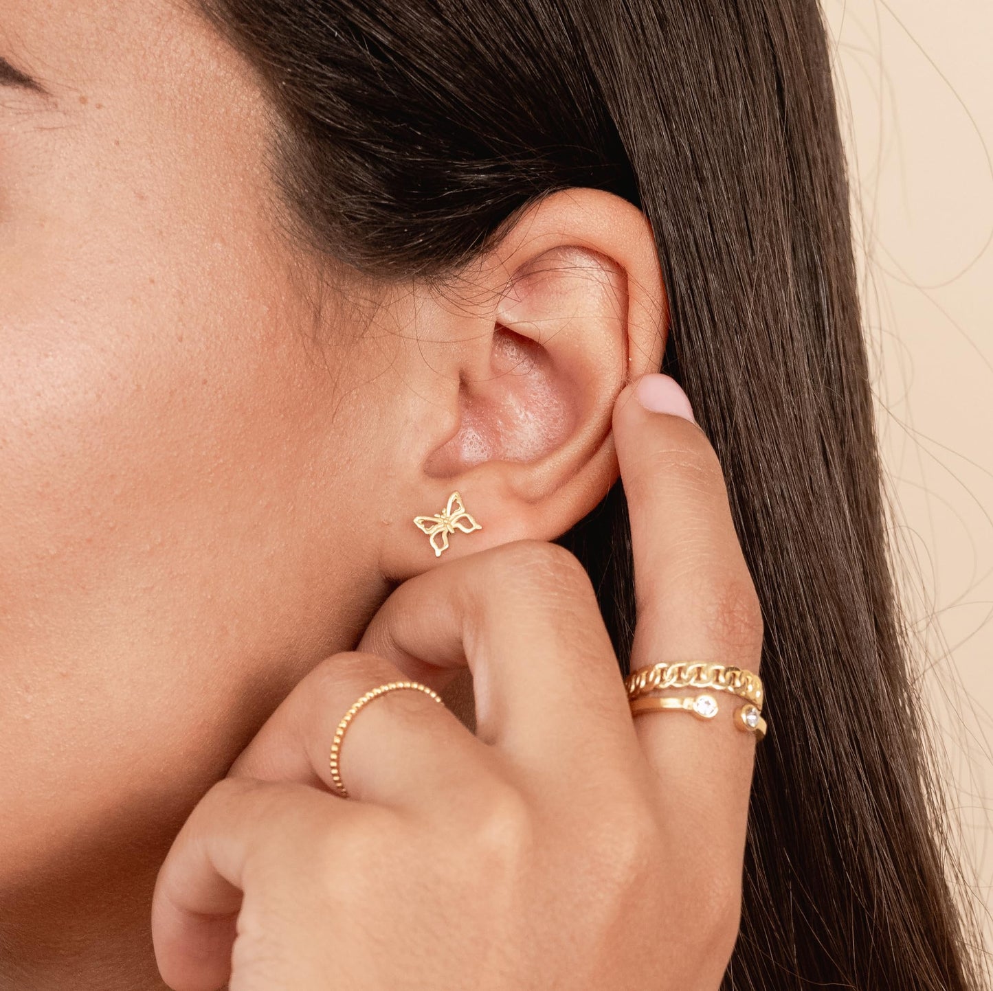 Gold Butterfly Stud Earrings Handmade By Katie Dean Jewelry