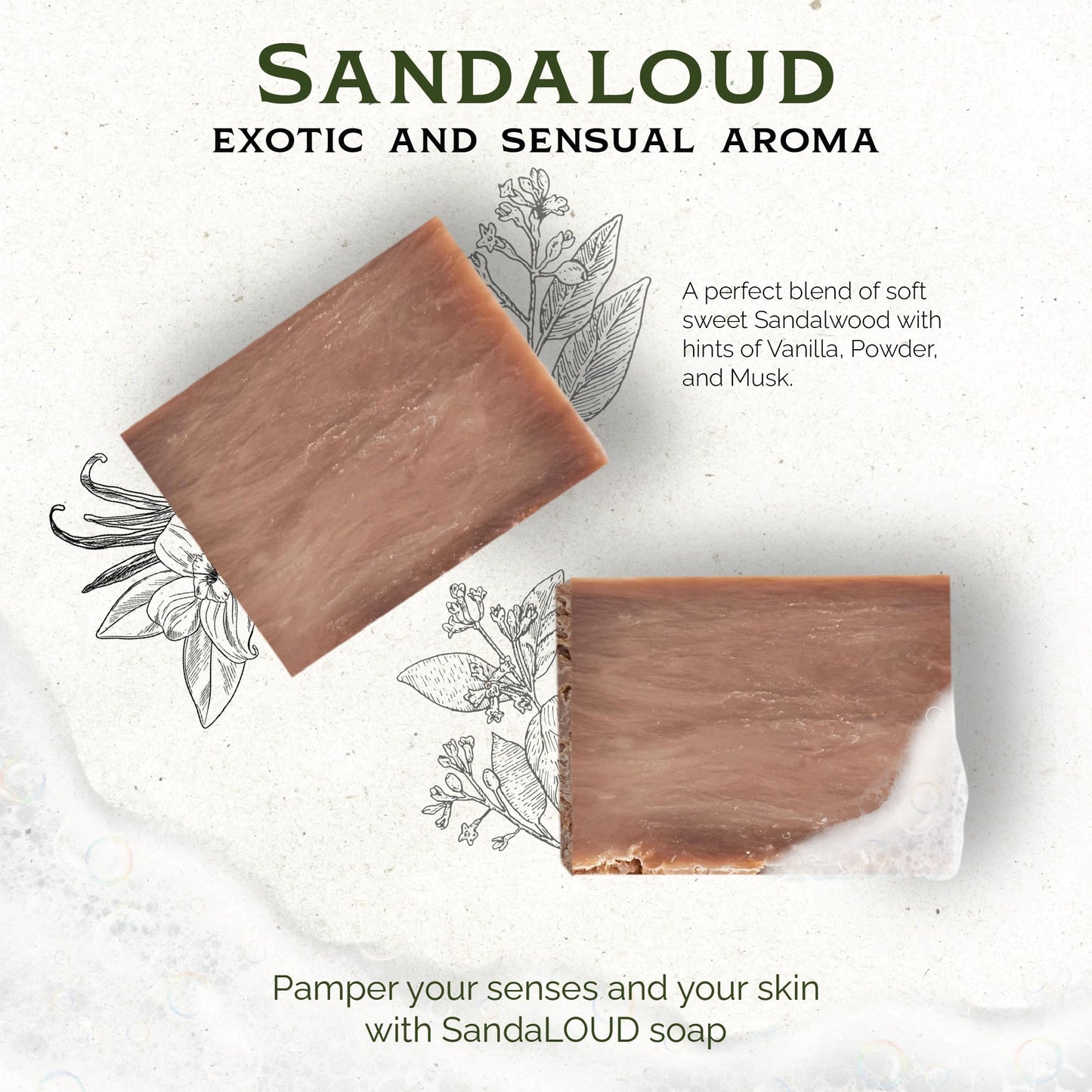 ILS Soap co - SandalOUD (Sandalwood and Oud) - Made in USA - All Natural Bath Soaps for All Skin Types - Plant Based, Cold Process and Handmade