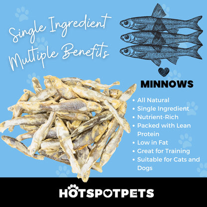 hotspot pets Freeze Dried Minnows - Healthy Treats for Cats & Dogs -1 Pound Big Bag (Made in USA) All Natural, High Protein, Rich in Omega-3s, Grain-Free,Perfect for Training, Topper or Snack