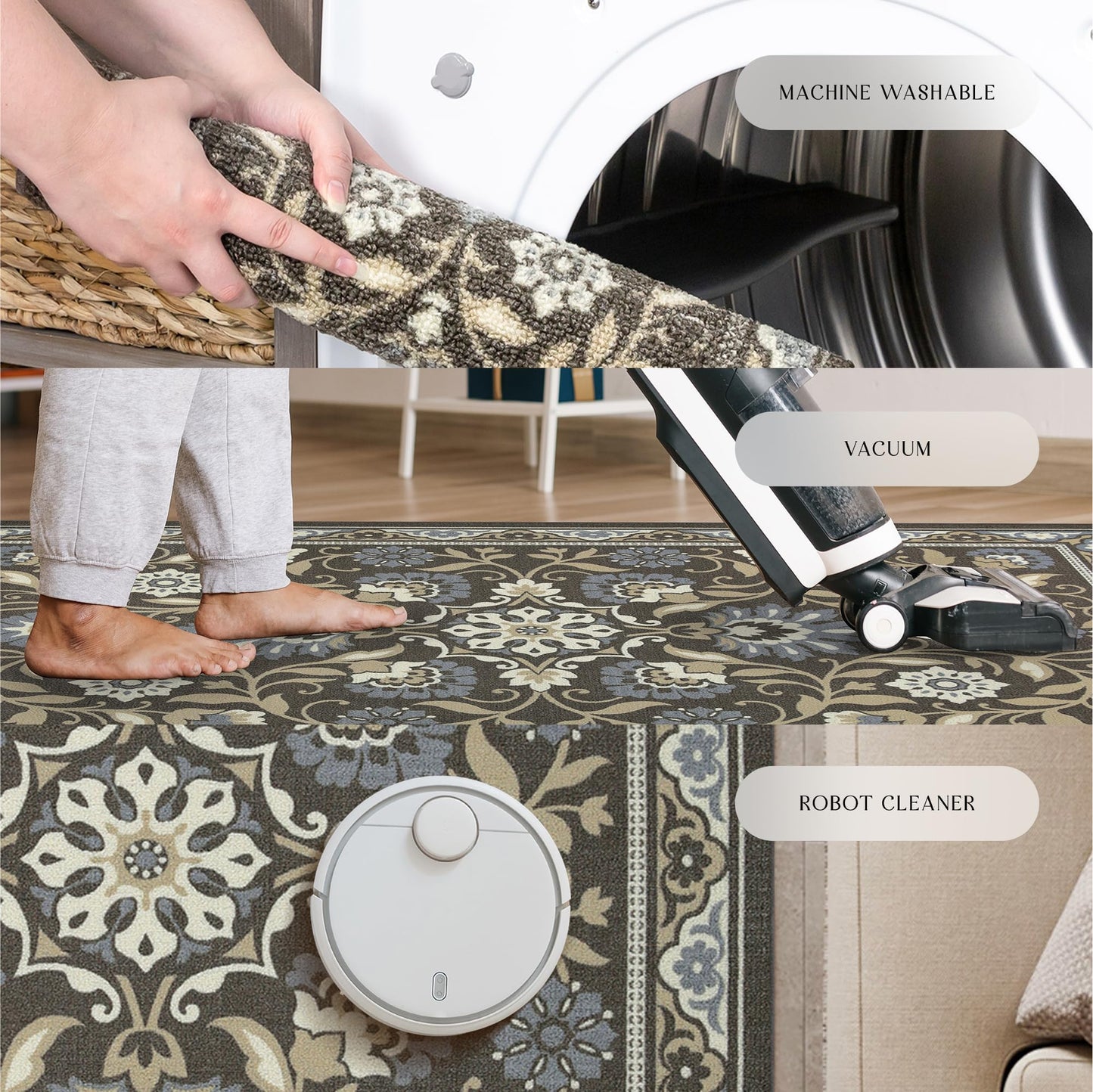 Maples Rugs Florence Kitchen Rugs Non Skid Washable Accent Area Carpet [Made in USA], 1'8 x 2'10, Light Brown