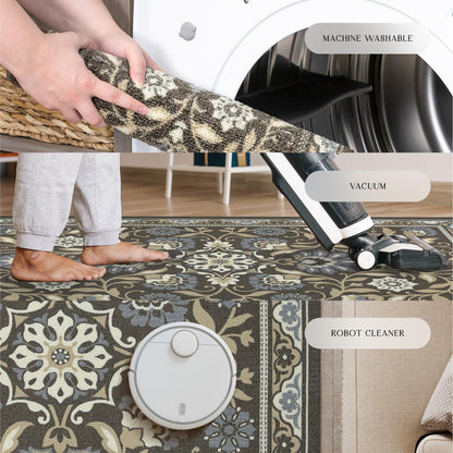 Maples Rugs Florence Kitchen Rugs Non Skid Washable Accent Area Carpet [Made in USA], 1'8 x 2'10, Light Brown