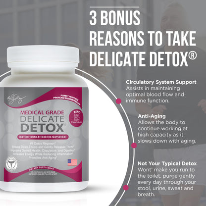 Dr. Liz Cruz Delicate Detox - Enzymes Supplement, Dietary Supplements, Medical-Grade Protease Enzymes, Daily Essential Enzymes for Detox, Non-GMO, 120 Veggie Capsules