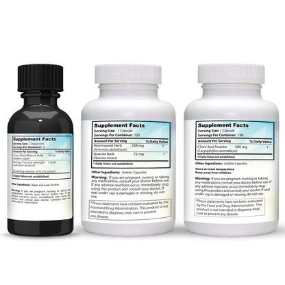 Dr Clark Store Intestine Support & Cleanse Kit - with Original Green Tincture from Black Walnut Hulls, Wormwood, and Cloves-Helps Maintain Optimum Intestinal Function