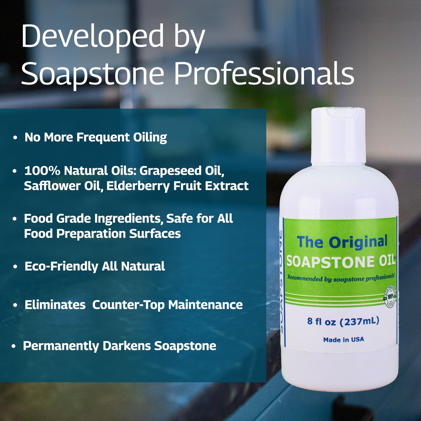 The Original Soapstone Oil | Food-Safe Natural Oil for Soapstone Countertops – Enhances & Darkens Stone, Low-Maintenance Formula
