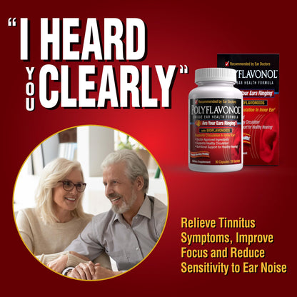Polyflavonol with Bioflavonoids, Tinnitus Relief, Unique Ear Health Formula, Ringing Ears Support, Supports Circulation in Inner Ear, Promotes Hearing Health, 90 Capsule, 30 Servings