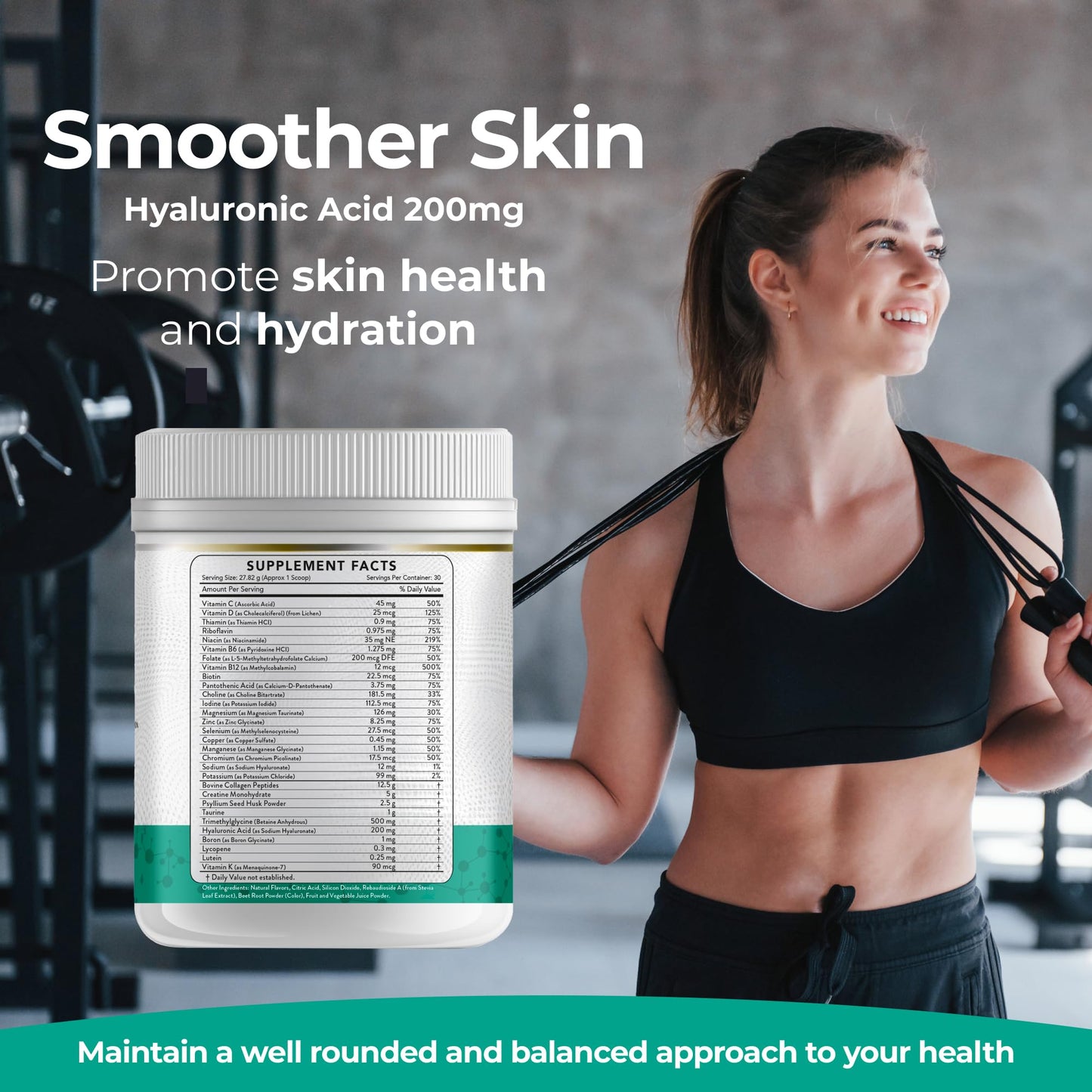 Dr Brad Stanfield Collagen Peptides + Creatine Monohydrate + Psyllium Husk + Taurine + TMG + Hyaluronic Acid + MultiVitamin & Mineral (30 Servings, Mixed Berry)