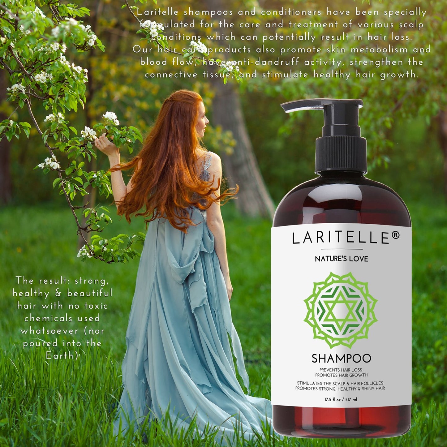 Laritelle Nature’s Love Organic Shampoo – 17.5 oz – Anti-Thinning Hair Growth, Rich Botanical Hydrosols & Keratin • Color Safe • Made in California