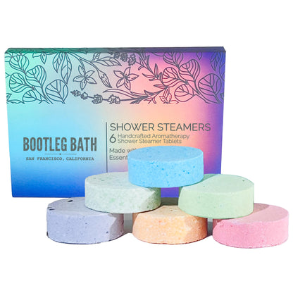 BOOTLEG BATH Shower Steamers, Aromatherapy Shower Bombs Variety 6 Pack, Mother's Day Gift for Adults and Teens, All Natural, Made in USA