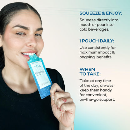 Liposomal Glutathione Supplement Squeeze Packs – Vitamin E and MCT Oil – Skin, Hair and Nail Health– High Absorption - Vanilla Almond – 30 Single-Serve Packets