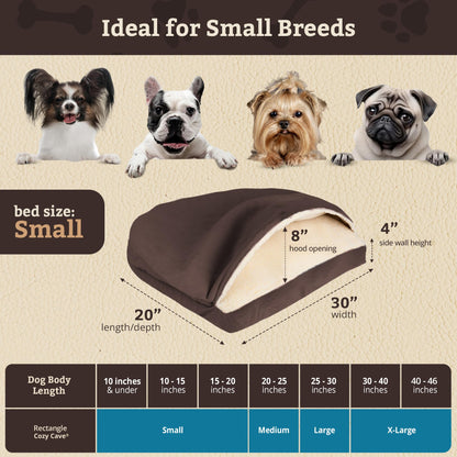 Snoozer Pet Products Luxury Rectangle Cozy Cave Dog Bed with Microsuede, Small, Hot Fudge