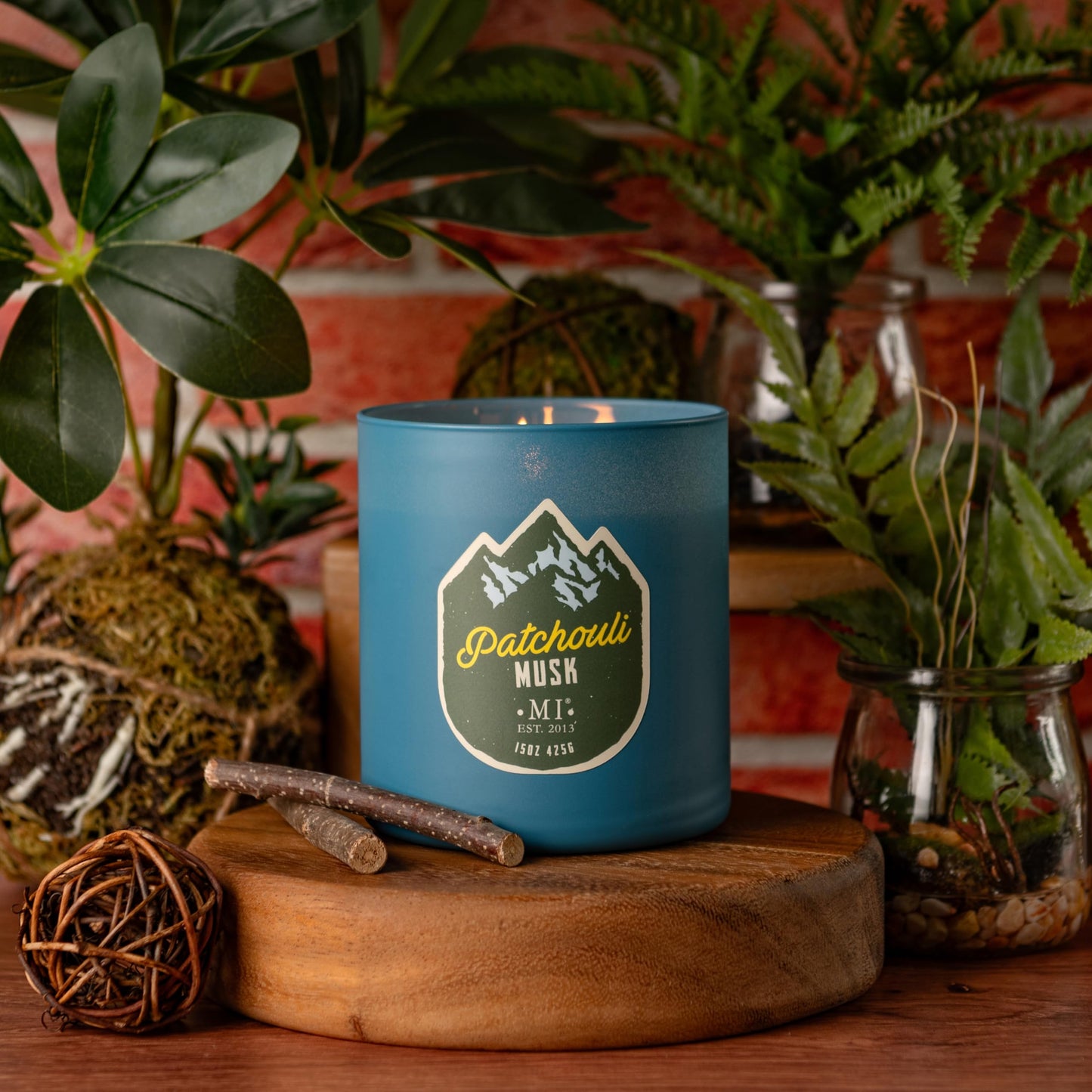 Manly Indulgence Patchouli Musk Scented Candles for Men, 2 Wick, 15 oz Premium Soy Blend Wax, 60H Burn, Candles for Home Scented – Made in The USA