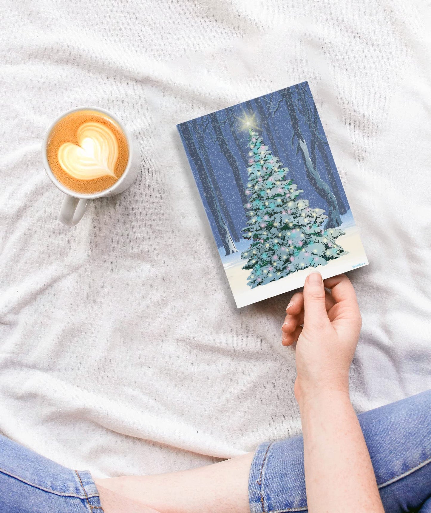 Stonehouse Collection | Christmas Tree Holiday Card - 18 Christmas Cards & Envelopes - USA Made - Tree In Forest (Standard)