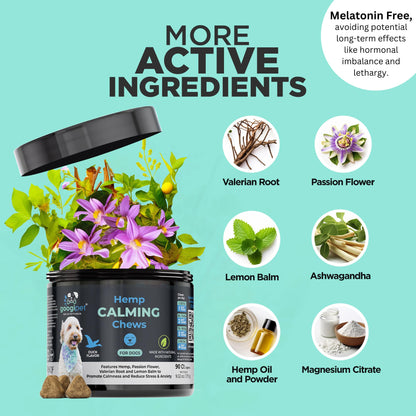 Googipet Daily Hemp Calming Chews for Dogs - Separation Anxiety Relief for Dogs, Non-Drowsy Dog Calming Chews - Anxiety Relief Treats with Valerian Root, & Hemp