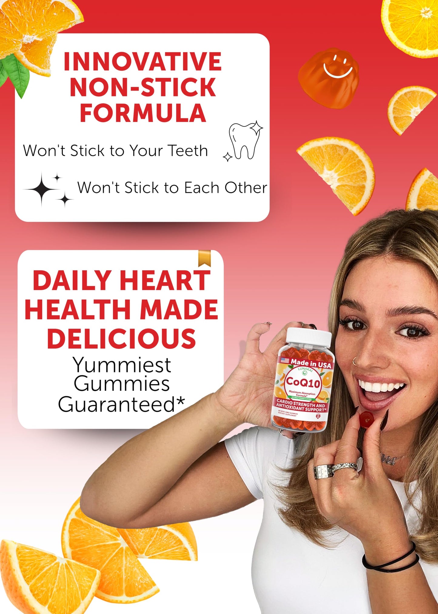 Lunakai USA Made CoQ10 Gummies for Adults 200mg – Coenzyme Q10 for Heart Health, Cellular Energy & Aging Support – Non-GMO, Vegan, 60ct
