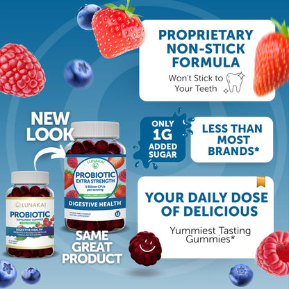 Lunakai Elderberry & Probiotic Gummies Bundle - Immune Support with Zinc and Vitamin C Plus 5 Billion CFUs Per Serving for Digestive Gut Health - Non-GMO, All Natural Gummy