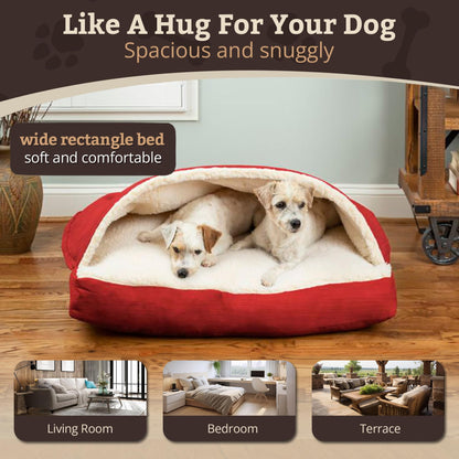 Snoozer Pet Products Rectangle Cozy Cave Dog Bed, Small, Red
