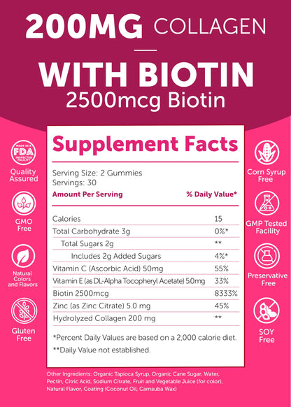 Lunakai Collagen & Biotin Gummies Bundle - Vitamins for Hair, Skin and Youthful Appearance - Non-GMO Anti Aging Protein Supplements for Men & Women - 30 Days Supply