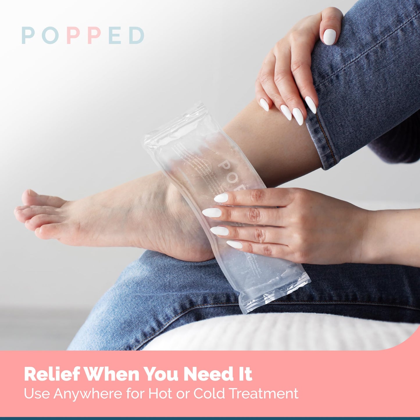 Popped Reusable Hot and Cold Packs | Made in The USA | Perineal Ice Packs, Cooling Pads for Postpartum Essentials | Gel Pack for Pain Relief, Hemorrhoids, and Cramping After Birth (2 Count)