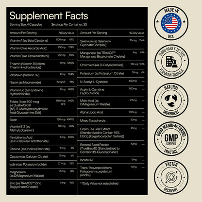 Heylo Multi+ Advanced Multivitamin Supplement – Boosts Energy, Enhances Immune Support, Provides Antioxidant Protection, Promotes Detoxification, with Vitamins, Minerals, Phytonutrients, 120 Capsules