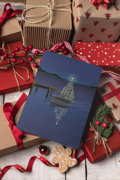 Stonehouse Collection Holiday Boat Christmas Card - 18 Boating Boxed Cards and Envelopes - USA Made (Standard)