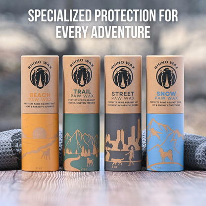 Rhino Wax - Dog Paw Street Wax (Multi-Pack: 2-2oz Tubes + Microfiber Cloth) - Use Before Taking Dogs on Hot Streets or Pavement - Balm Protects Against Hot Surfaces, Rocks & Road Debris - Lick-Safe