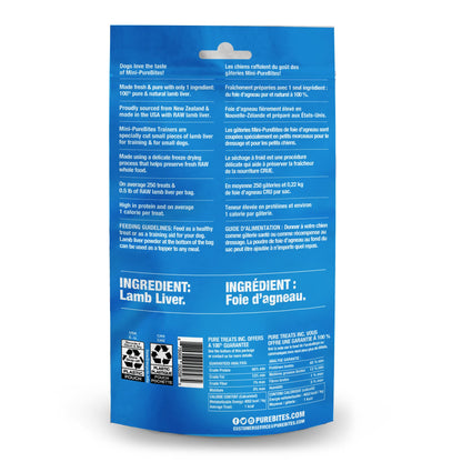 PureBites Mini Lamb Freeze Dried Dog Treats, 1 Ingredient, Made in USA, 2.4oz