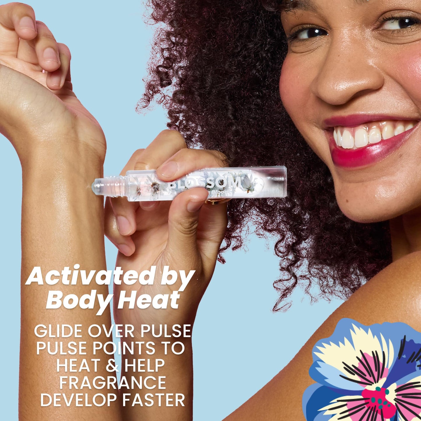 Blossom Roll on Perfume for Women Alcohol Free Rollerball Perfume Oil with Essential Oils, Infused with Real Flowers, Made in USA, 0.20oz (Dark Berries, Plum, Vanilla, Sugar), Blackberry Spice