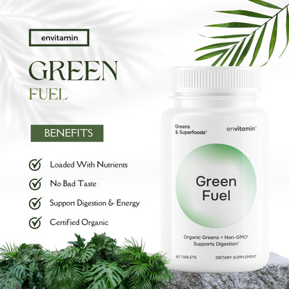 envitamin Green Fuel Organic Greens Tablets - Organic Greens, Fruit and Vegetable Blend