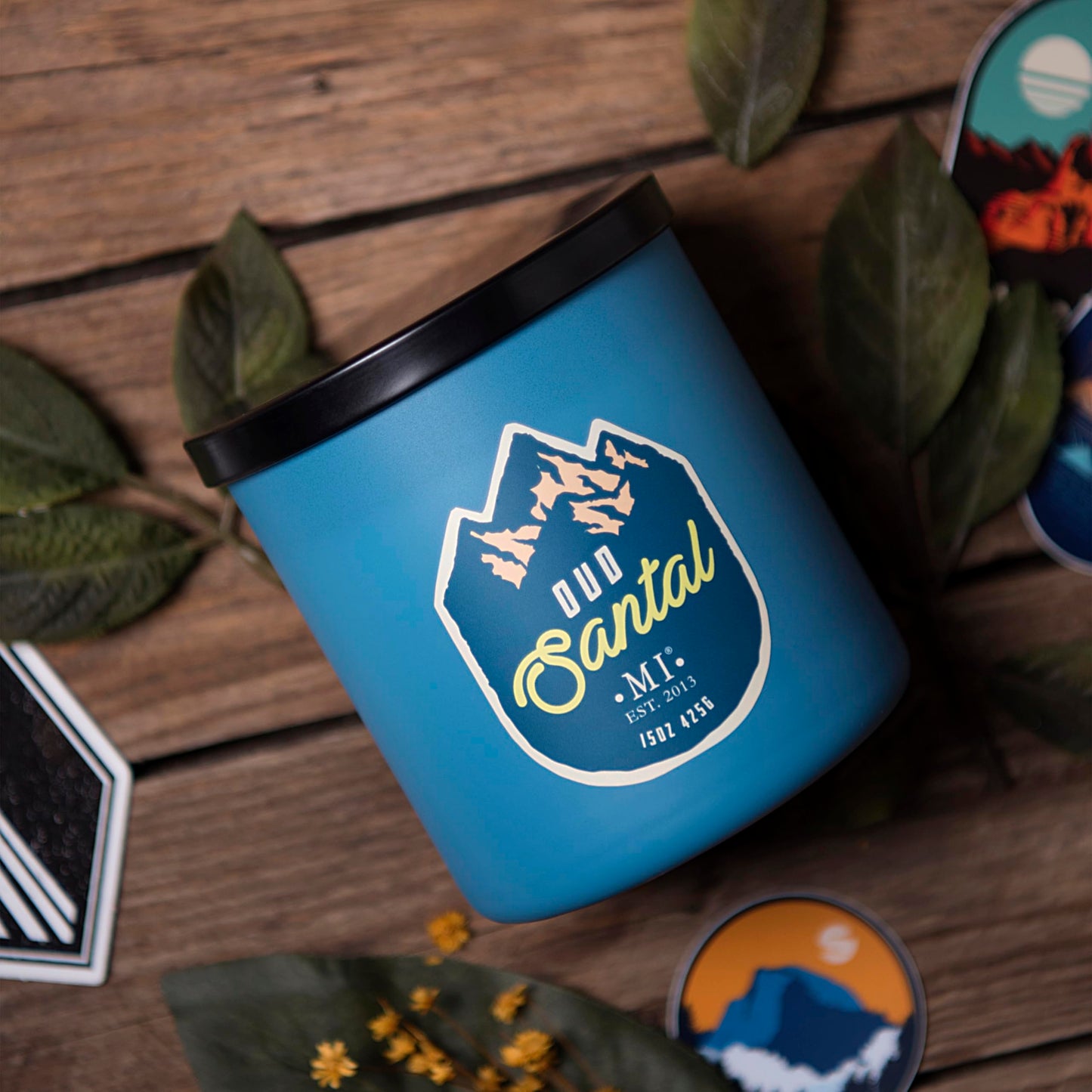 Manly Indulgence Oud Santal Scented Candles for Men, 2 Wick, 15 oz Premium Soy Blend Wax, 60H Burn, Candles for Home Scented – Made in The USA