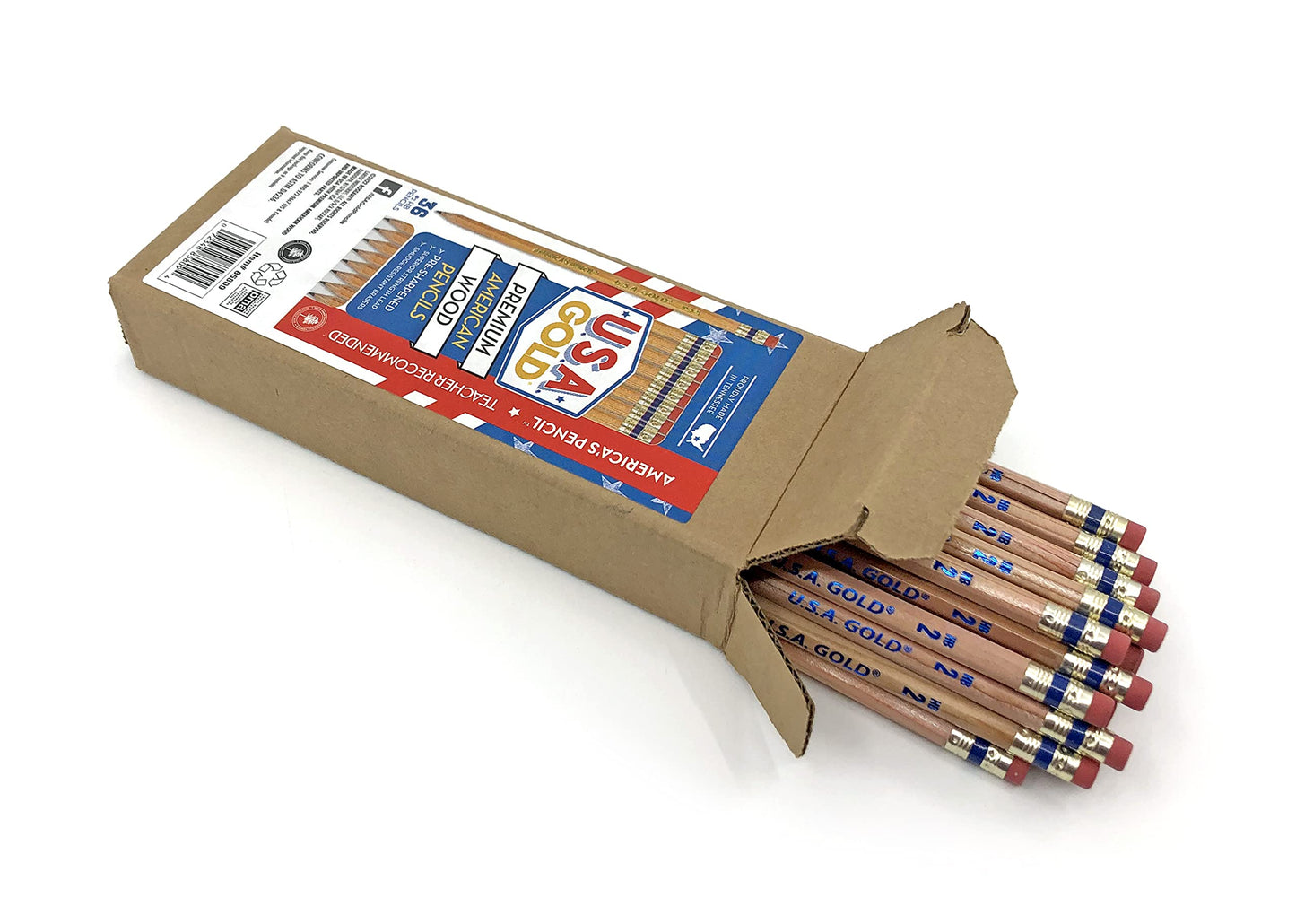 RoseArt U.S.A. Gold Pre-Sharpened American Wood Cased #2 HB Natural Pencils, 36 Pack