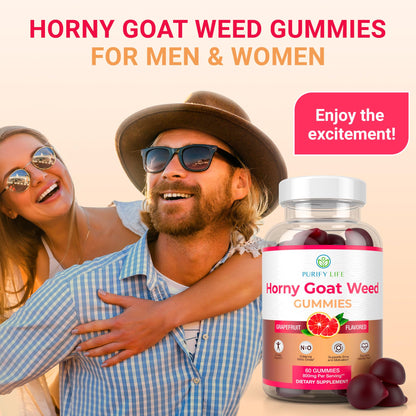 Potent Horny Goat Weed for Men and Women (Max Potency Chews 800mg), Horny Goat Weed Extract Gummies for Energy Management, Performance and Stamina - Vegan, Gluten-Free, Natural Grapefruit Flavor