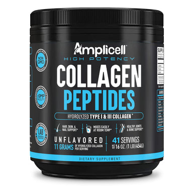 AMPLICELL Multi Collagen Peptides Powder – Hydrolyzed Protein Supplement with Type 1 & 3 – Grass Fed, Unflavored, Keto & Paleo Friendly – Hair, Skin, Nails, Joints for Women & Men – 41 Servings