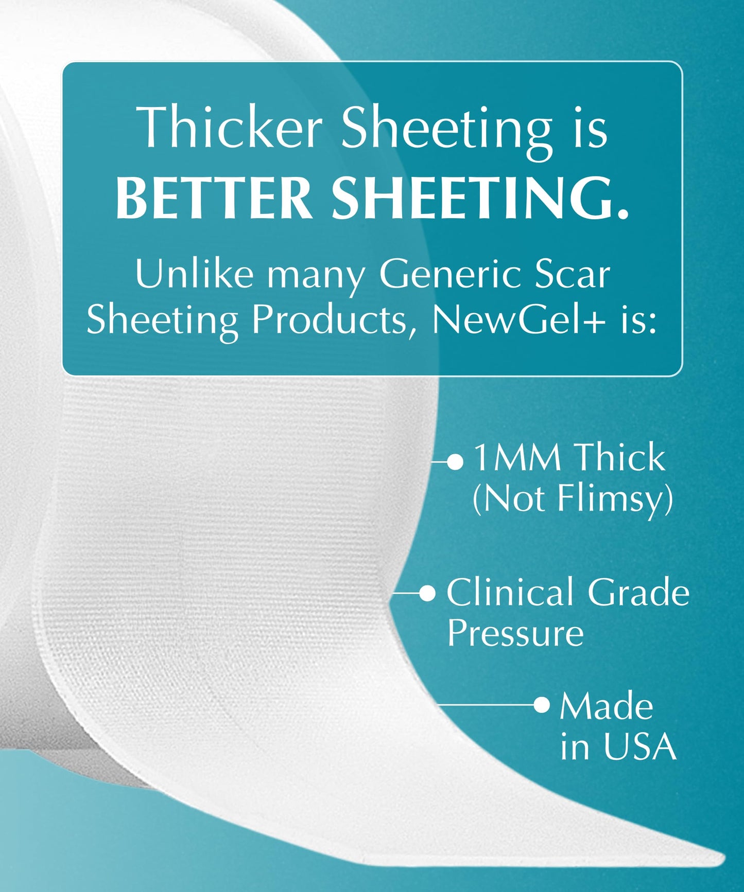NewGel Plus Silicone Scar Tape Roll – 100% Medical-Grade Silicone Scar Sheets for Surgery, C-Section, Keloid & Acne Scars – Extra Thick 1mm Reusable Silicone Tape – Made in USA – 1.5” x 48”