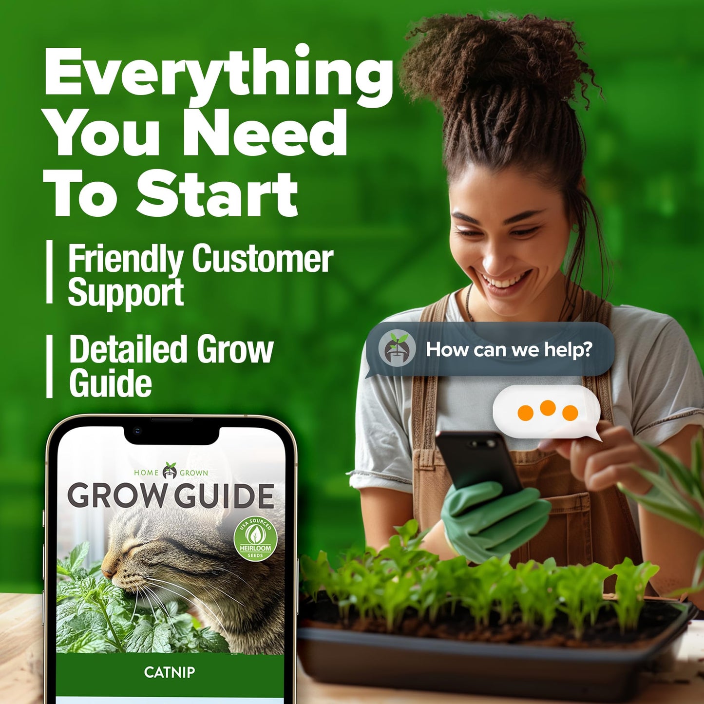 HOME GROWN 𝗨𝗦𝗔 𝗣𝗥𝗘𝗠𝗜𝗨𝗠 Catnip Seeds (Bulk Pack) 𝗡𝗢𝗡-𝗚𝗠𝗢 Heirloom Herb 2,116 Seeds - Indoor or Outdoor Seed - High-Germination Cat Nip - Cat Safe Plants (Nepeta cataria)