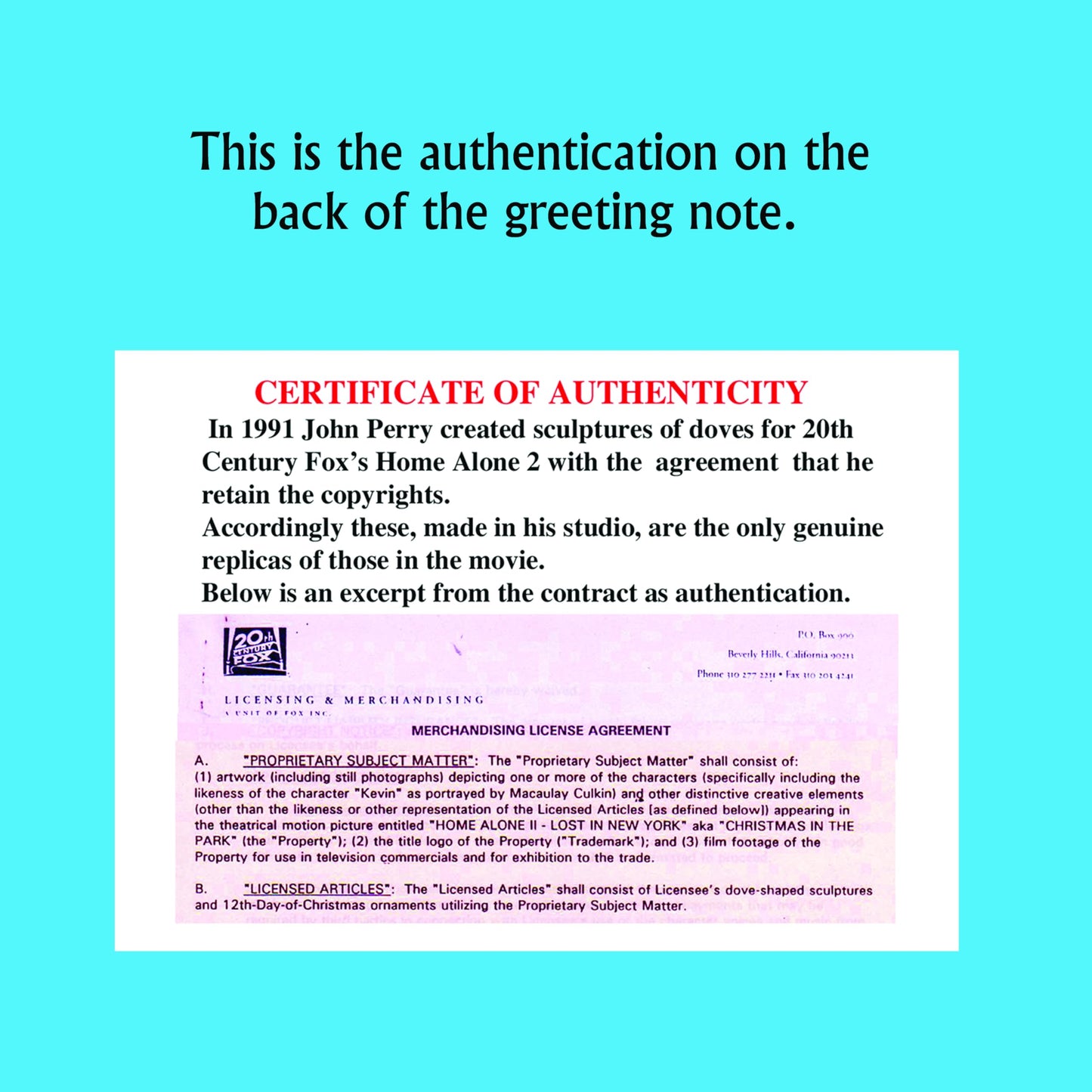 Home Alone 2 Doves Pair Authentic REPLICAS USA Made Direct from John Perry who Created Them for The Movie